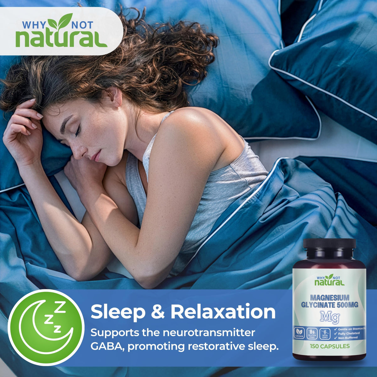 Buy supplements Why Not Natural Magnesium Glycinate 500 mg Capsules Supplement - Vegan, No Filler - Supports Sleep and Relaxation - Vitaza UK Supplements UK