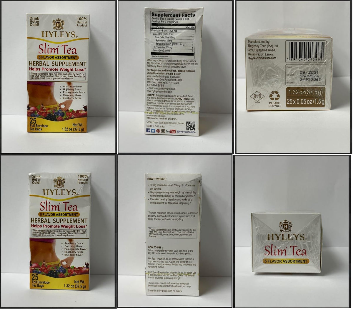 Hyleys Slim Tea 5 Flavor Assortment - Weight Loss Herbal Supplement Cleanse Hyleys TeaBuy Supplements Australia