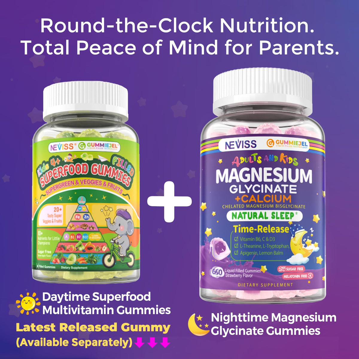 Buy supplements Neviss Magnesium Glycinate + Calcium Filled Gummies for Adults and Kids 4+, Kids Sleep Gummies Melatonin Free, Sugar Free Magnesium Supplement with B6 D3, Vitaza UK Supplements UK