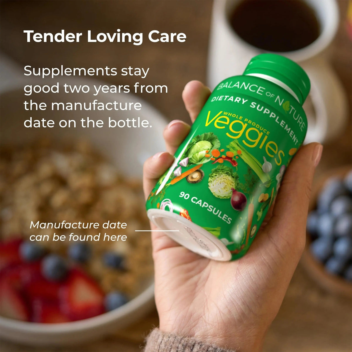 Balance of Nature Fruits & Veggies Supplements - Whole Fruit and Vegetable Ingredients for Women, Men, and Kids - 90 Fruits Capsules, 90 Veggies Capsules - 2 Sets Balance of Nature