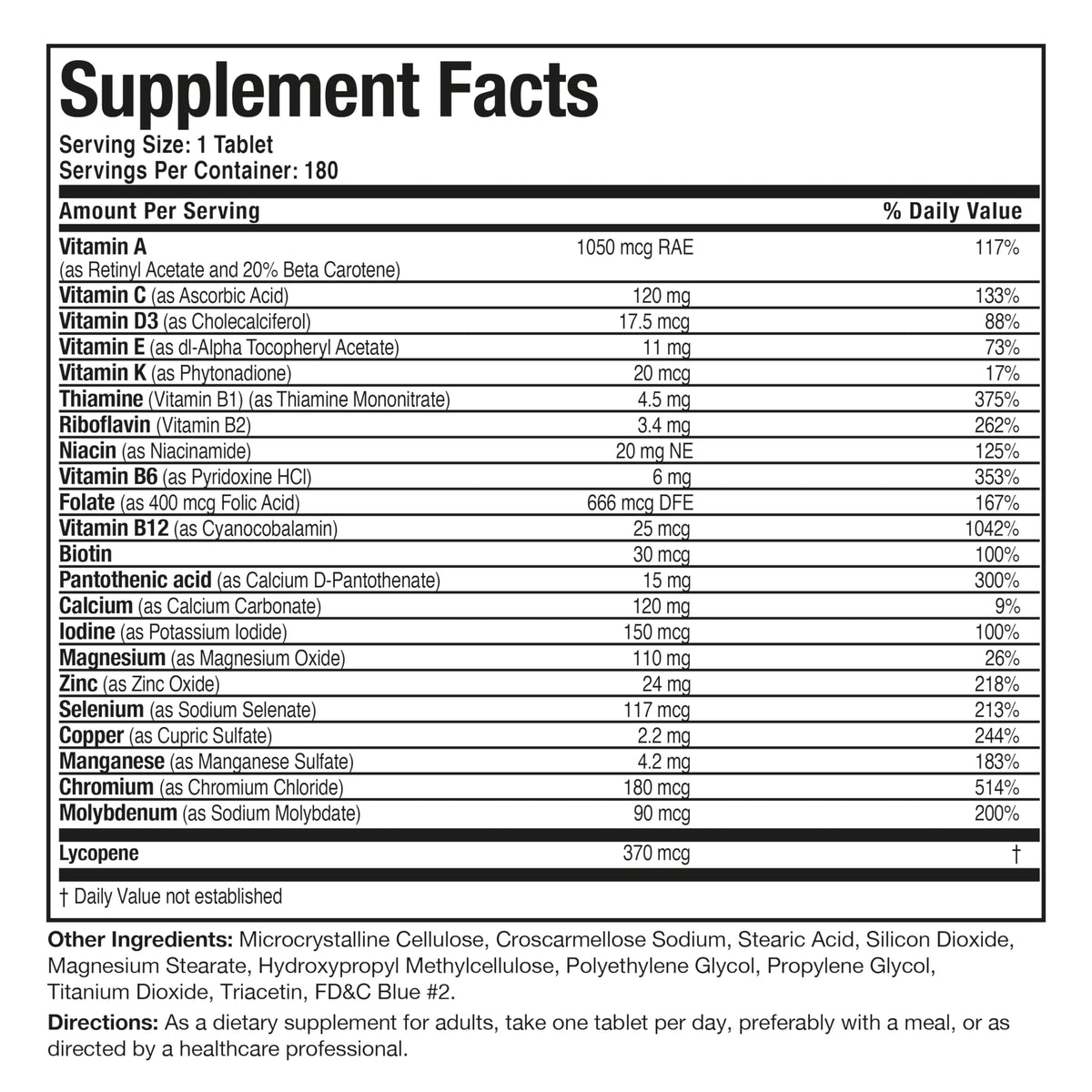 Buy supplements Bronson ONE Daily Mens 50+ Complete Multivitamin Multimineral, 180 Tablets - Vitaza UK Supplements UK