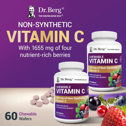 Buy supplements Dr. Berg Chewable Vitamin C Complex - Made with Organic, Non-GMO Berries - 60 Delicious Wafers - Vitaza UK Supplements UK
