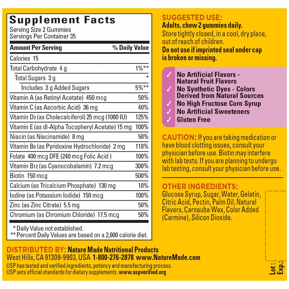 Buy supplements Nature Made Multivitamin For Women, Womens Gummy Multivitamins for Daily Nutritional Support, 70 Multi Vitamin Gummies, 35 Day Supply - Vitaza UK Supplements UK