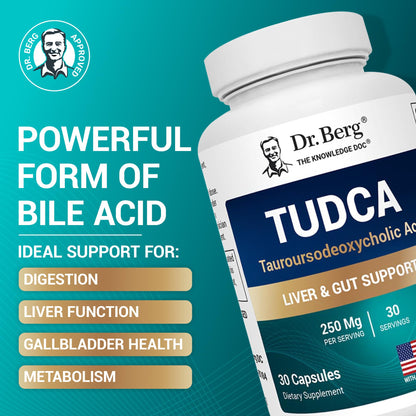 Buy supplements Dr. Berg TUDCA Supplement (Tauroursodeoxycholic Acid) - Powerful Formula for Liver Health, Bile Flow, Gallbladder Support - Vitaza UK Supplements UK
