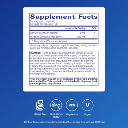Buy supplements Pure Encapsulations Lithium Orotate 5 mg - Brain Support Supplement - with N-Acetyl-L-Cysteine (NAC) for Memory & Brain Behavior* - Vitaza UK Supplements UK