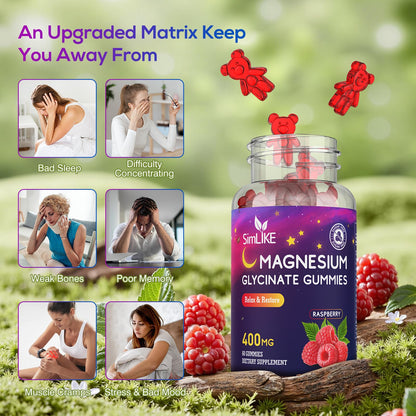 Buy supplements Magnesium Glycinate Gummies 400mg, High Absorption Magnesium Gummies with L-Theanine, Ashwagandha & GABA for Relaxation, Stress Relief & Slee - Vitaza UK Supplements UK
