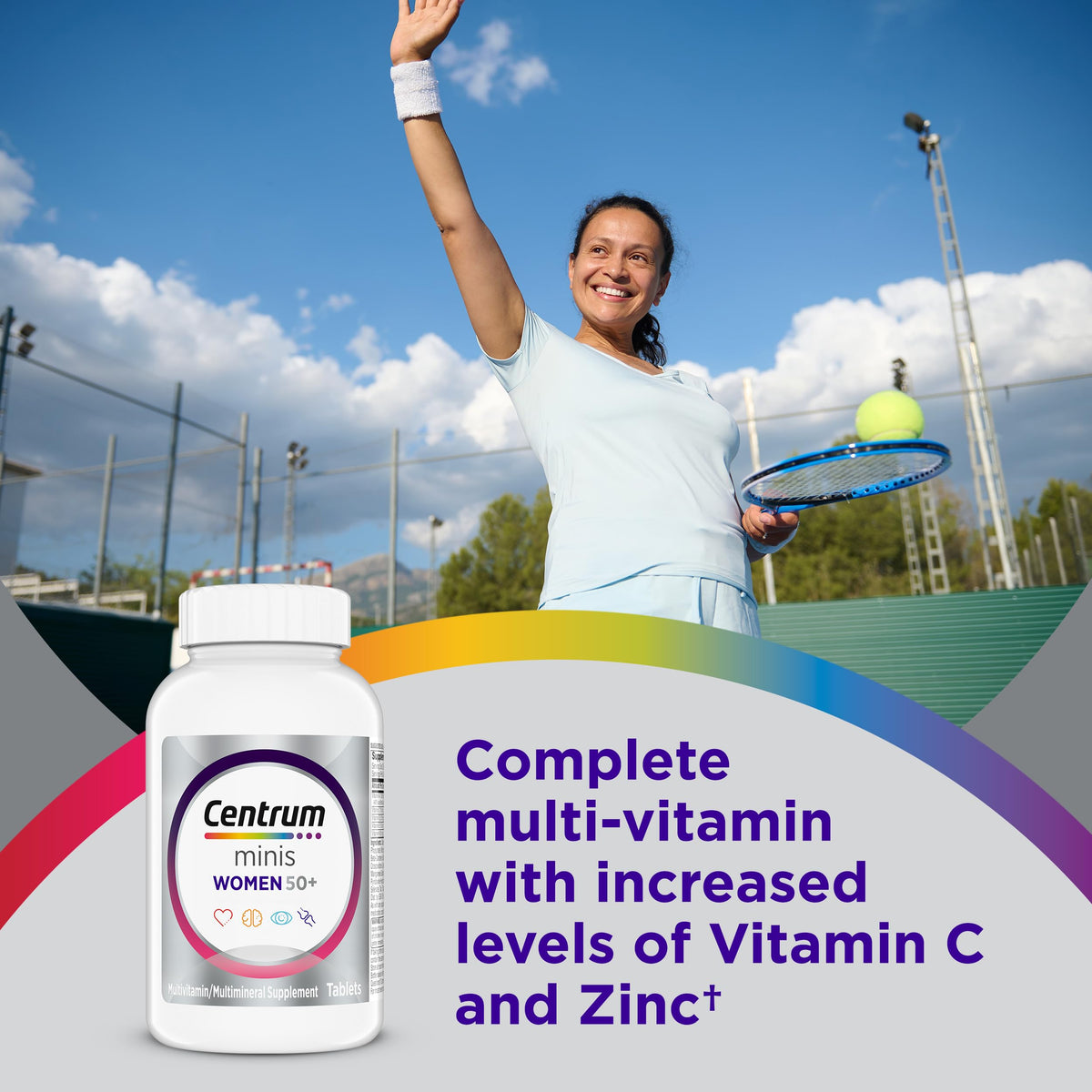 Buy supplements Centrum Minis Silver Women's Multivitamin for Women 50 Plus, Multimineral Supplement with Vitamin D3, B Vitamins, Non-GMO Ingredients - Vitaza UK Supplements UK