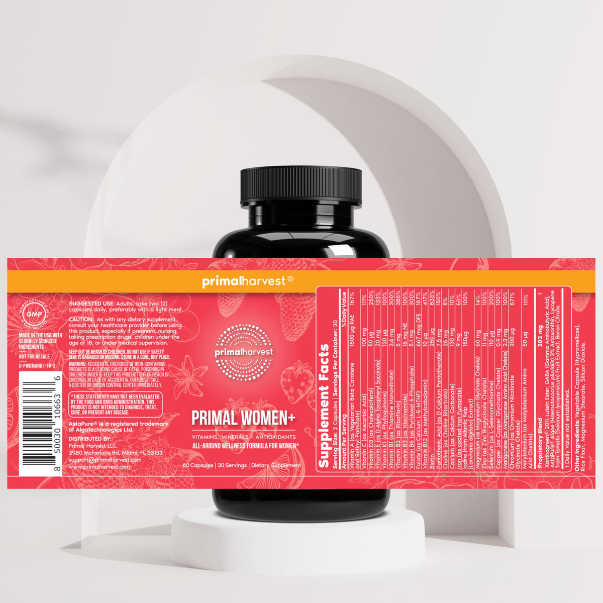 Buy supplements Primal Harvest Women+, Woman's Multivitamin Vitamin A, Vitamin C, Vitamin D and E, Vitamin B12, B6, Biotin - Vitaza UK Supplements UK