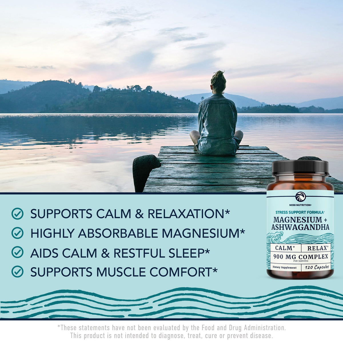 Buy supplements Magnesium Ashwagandha | Calming Magnesium Supplement for Adults | Relax, Rest, Calm Mood & Sleep Support | Mag Citrate & Oxide 400 mg + Ashwagandha 500 mg - Vitaza UK Supplements UK