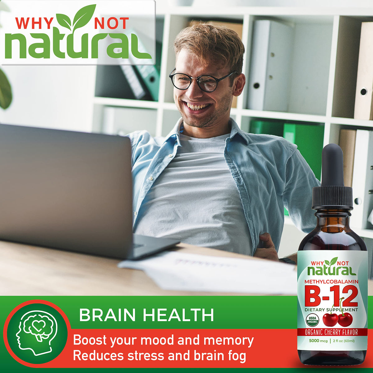 Why Not Natural Organic Vitamin B12 Liquid - Sublingual Extra Strength 60 x 5000 mcg Why Not NaturalBuy Supplements Australia