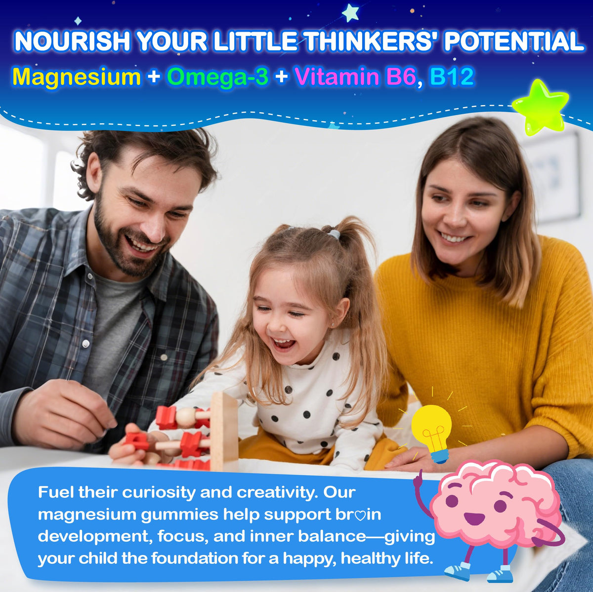 Buy supplements Kids Magnesium Glycinate Gummies - Magnesium Glycinate Supplement 200mg with L-theanine Omega-3 Calcium Vitamin D3 & B12 for Kids Natural Zzz at Bedtime & Overall Health - Vitaza UK Supplements UK