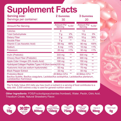 Buy supplements Migcopat 10G Fiber Gummies with Collagen Peptides, Hyaluronic Acid, Vitamin C, ACV, 30 Billion CFU Probiotics – Sugar Free Collagen Gummy for Skin, Hair & Nails - Vitaza UK Supplements UK