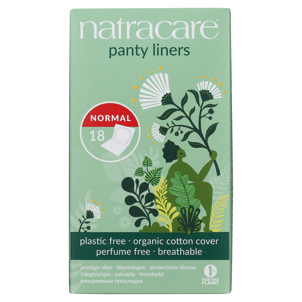Organic & Natural Panty Liners,Normal Natracare 18 Liners Box