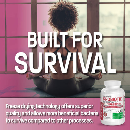 Buy supplements Bronson Women's Probiotic 50 Billion CFU + Prebiotic with Cranberry & D-Mannose – Vaginal Health, Healthy Digestion, Immune Function and Urinary Tract Support, Non-GMO, 60 Vegetarian Capsules - Vitaza UK Supplements UK