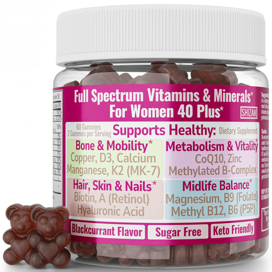 SHIZAM Vitamin D3 K2 MK-7 Gummies with Magnesium, Folate (5-MTHF), Methylfolate, CoQ10, B6 P5P & Methylated B-Complex for Women 40+ SHIZAMBuy Supplements Australia