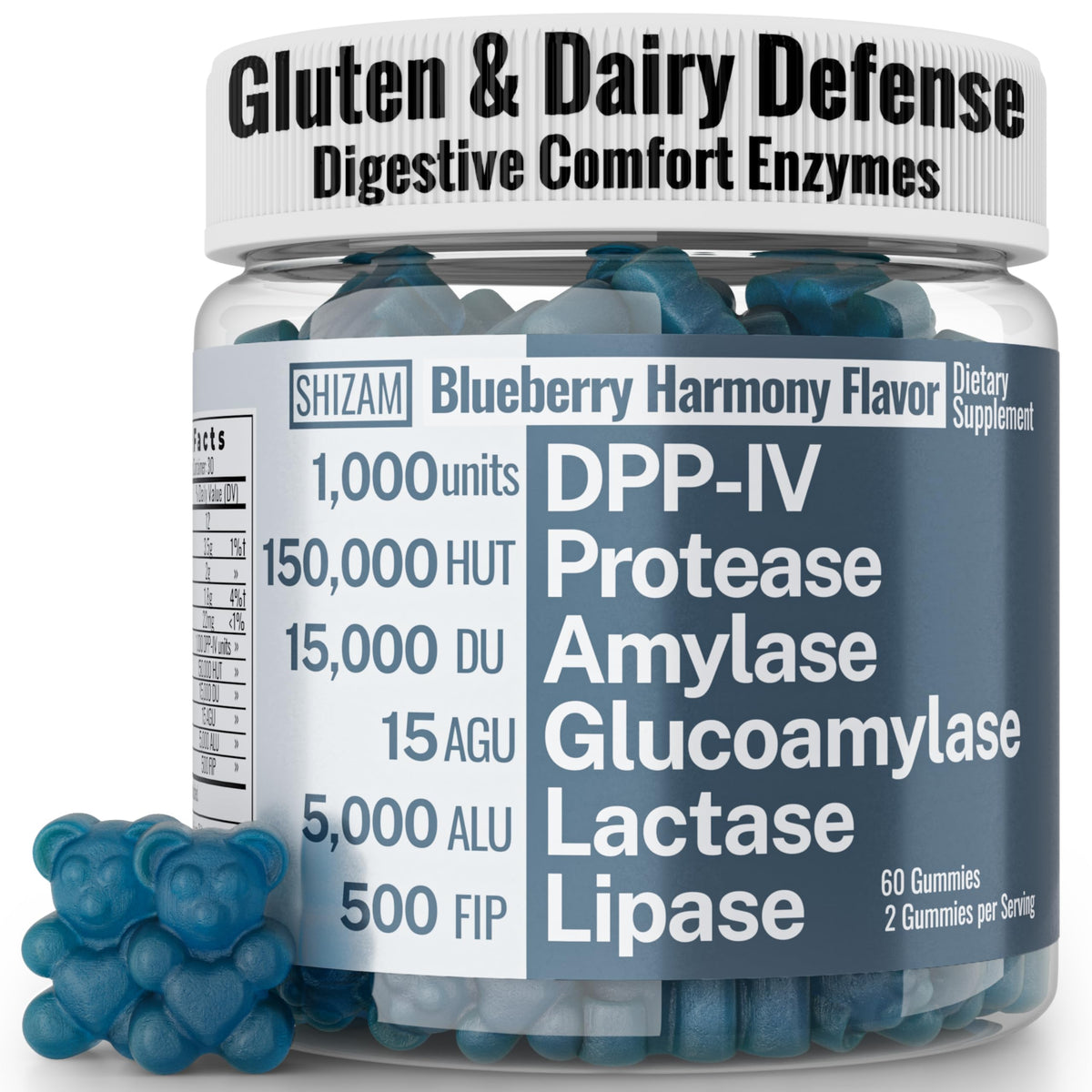 Gluten & Lactase Digestive Enzyme Gummies – Lactase Pancreatic Enzymes with DPP‑IV Lipase Gluco‑Amylase Lactase, Drops Chewables Capsules Pills Powder Supplement Alt, Pancreatic Support, for Kids SHIZAMBuy Supplements Australia