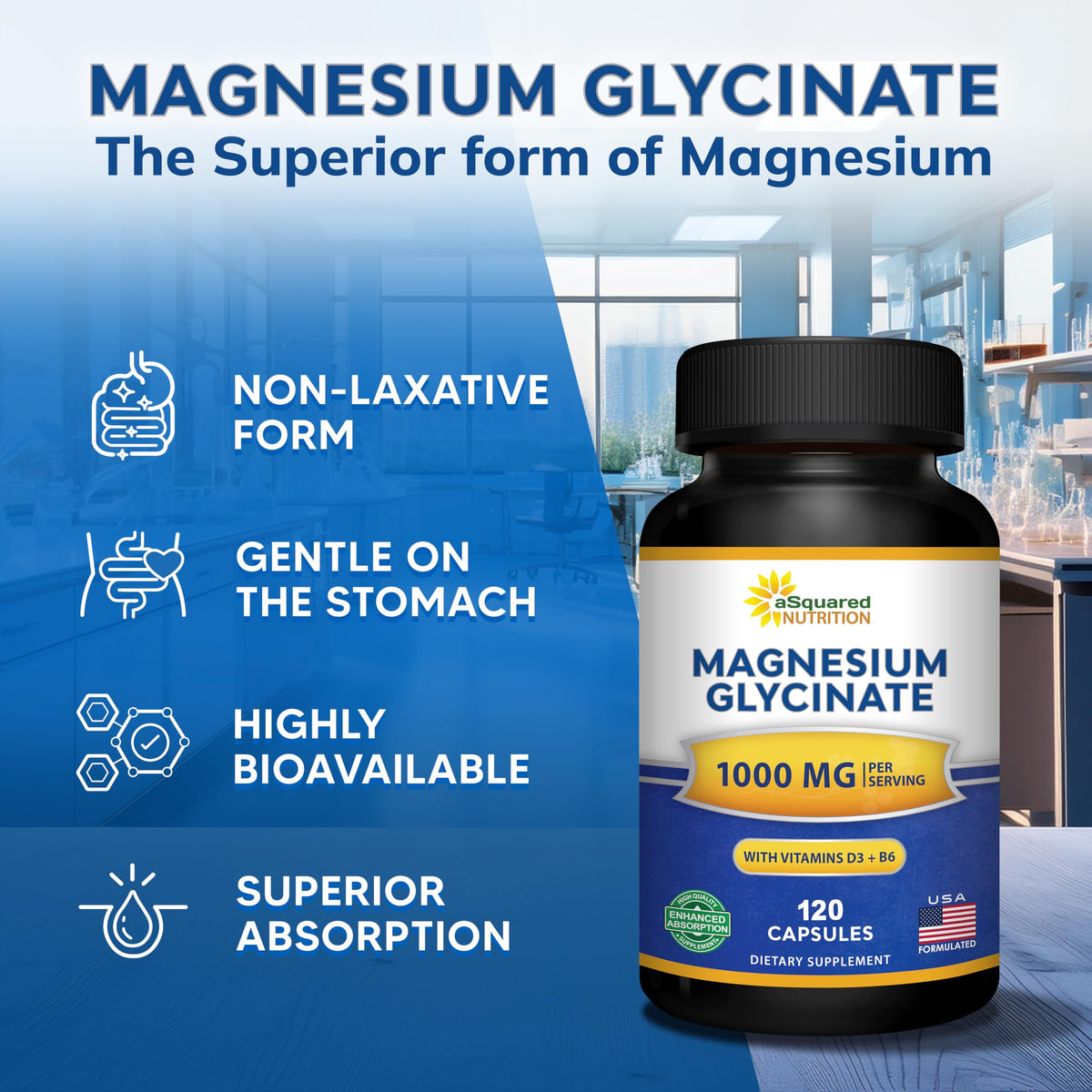 Buy supplements Magnesium Glycinate 1000mg with Vitamin D3 & B6-500mg per Capsule - Pure Elemental Mag Supplement Complex for Sleep, Muscle, Bone Health - Vitaza UK Supplements UK