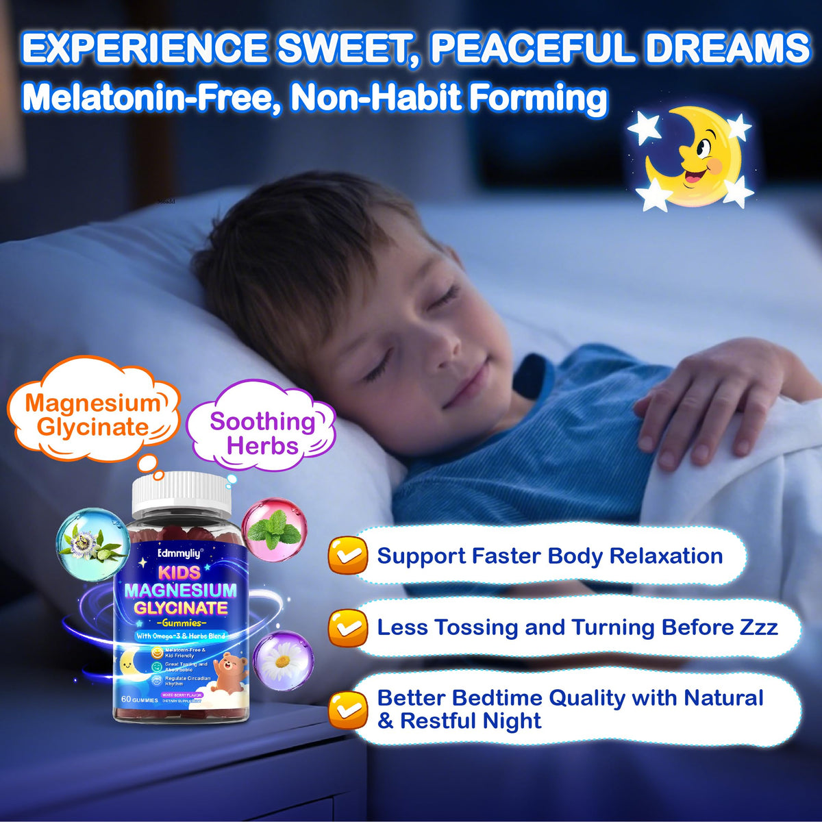 Buy supplements Kids Magnesium Glycinate Gummies - Magnesium Glycinate Supplement 200mg with L-theanine Omega-3 Calcium Vitamin D3 & B12 for Kids Natural Zzz at Bedtime & Overall Health - Vitaza UK Supplements UK