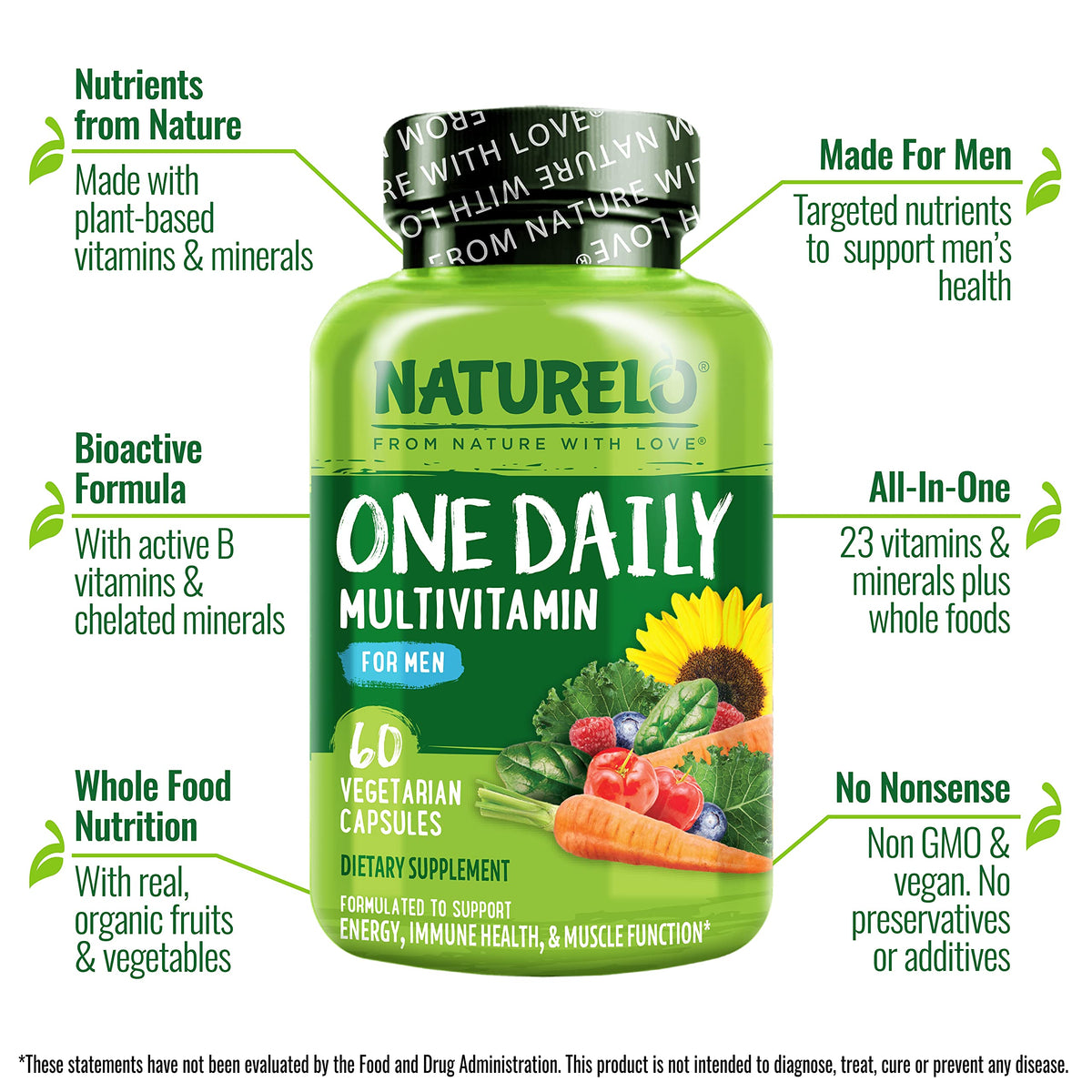 Buy supplements NATURELO Mens Multivitamins - One Daily Multivitamin for Men with Vitamins, Minerals & Organic Whole Foods, Boost Energy & Health, Vitaza UK Supplements UK