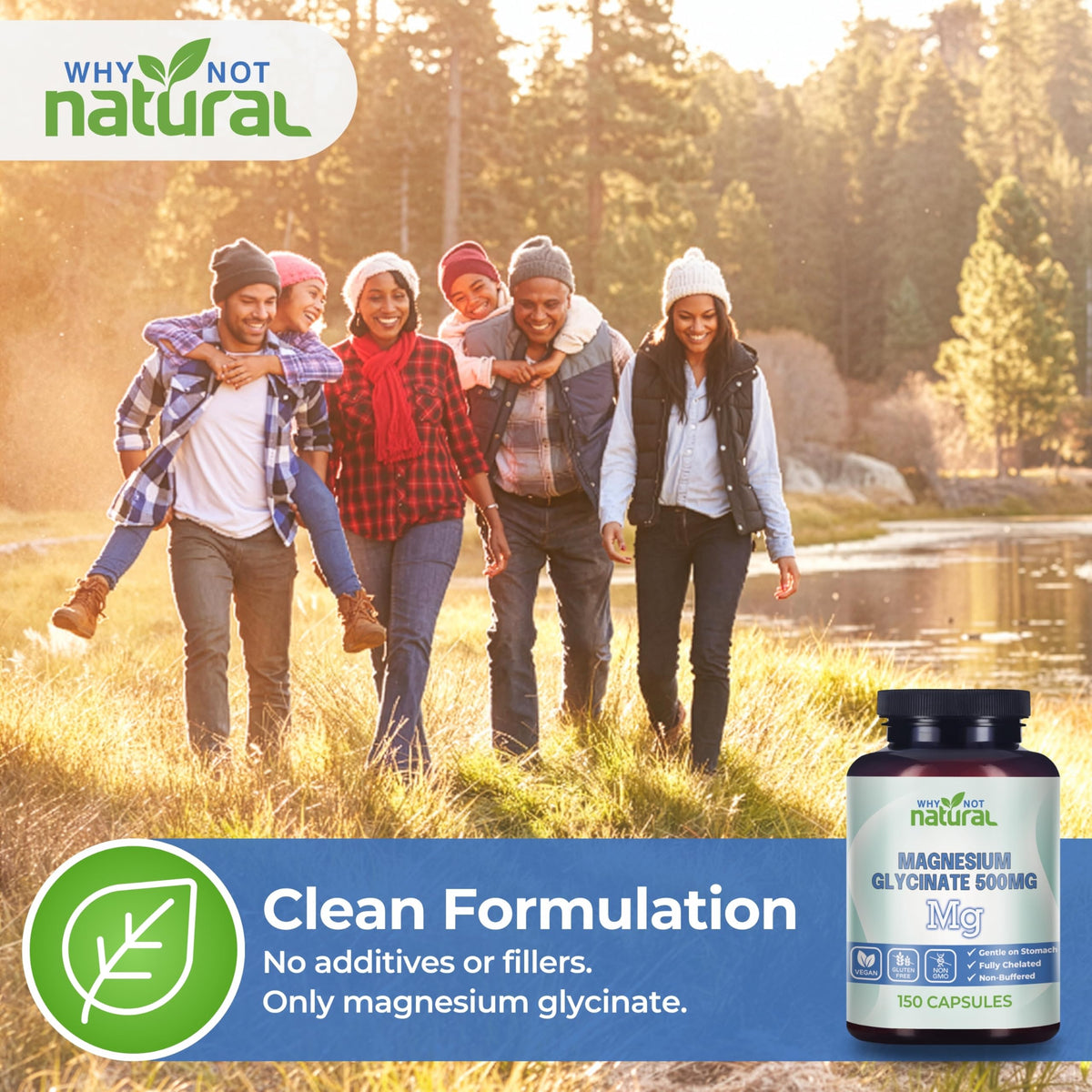 Buy supplements Why Not Natural Magnesium Glycinate 500 mg Capsules Supplement - Vegan, No Filler - Supports Sleep and Relaxation - Vitaza UK Supplements UK