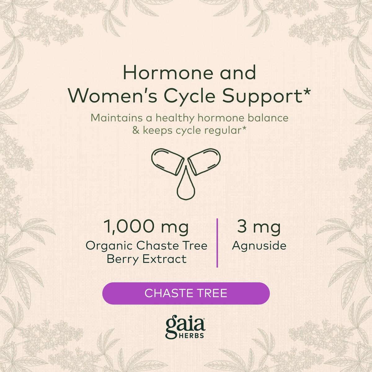 Gaia Herbs Vitex Berry (Chaste Tree) - Supports Hormone Balance & Fertility Gaia HerbsBuy Supplements Australia