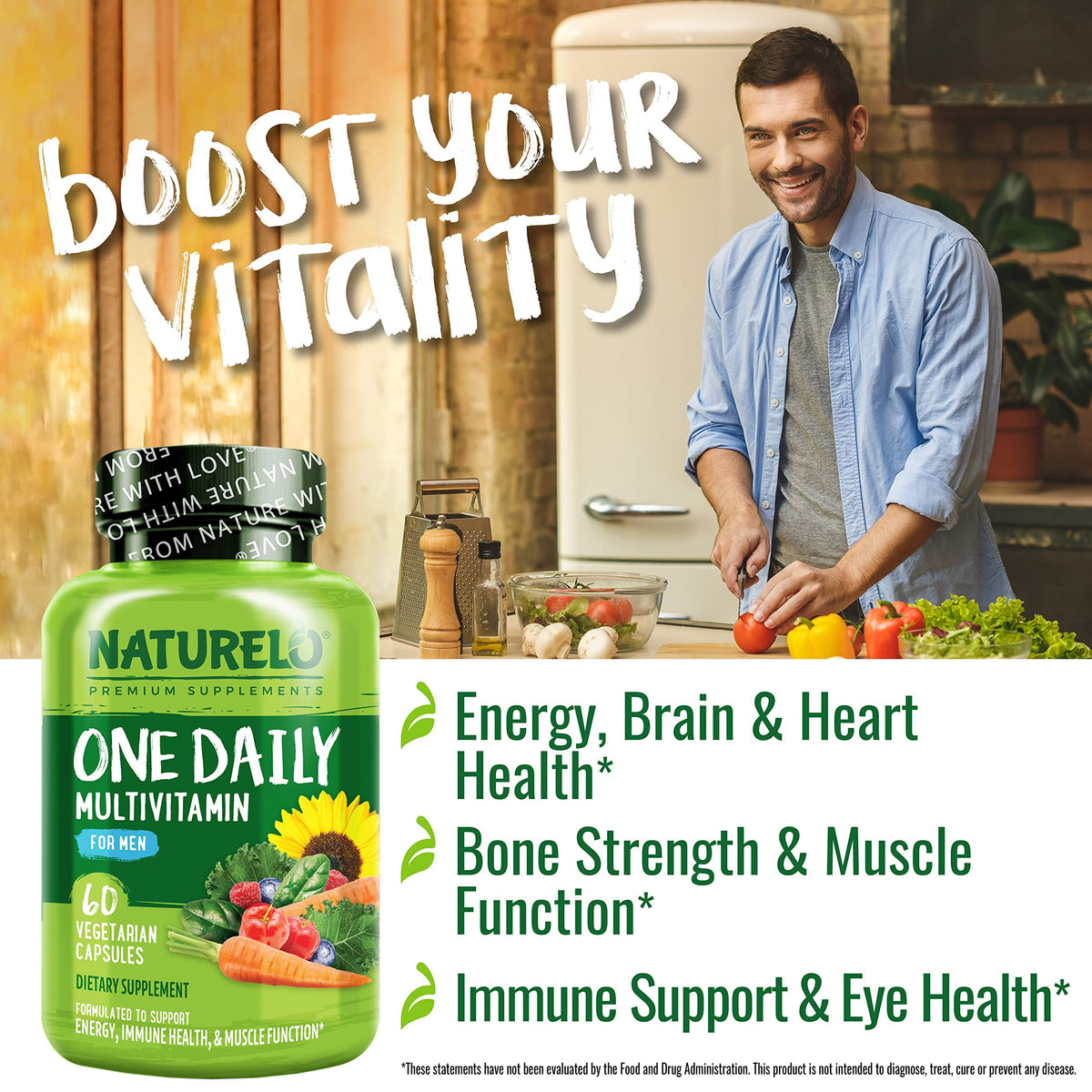 Buy supplements NATURELO Mens Multivitamins - One Daily Multivitamin for Men with Vitamins, Minerals & Organic Whole Foods, Boost Energy & Health, Vitaza UK Supplements UK