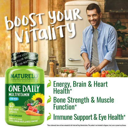 Buy supplements NATURELO Mens Multivitamins - One Daily Multivitamin for Men with Vitamins, Minerals & Organic Whole Foods, Boost Energy & Health, Vitaza UK Supplements UK