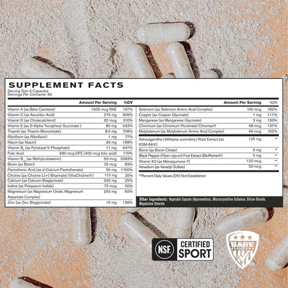 Buy supplements BARE PERFORMANCE NUTRITION, BPN Strong Multi-Vitamin, Foundational Health, Improved Mood and Sleep, Adaptogens, Improved Cognitive Health - Vitaza UK Supplements UK