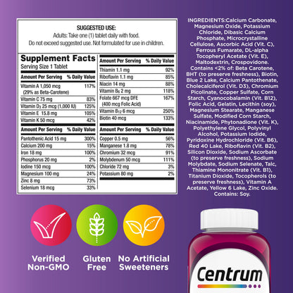 Buy supplements Centrum Multivitamin for Women, Multimineral Supplement with Iron, Vitamin D3, B Vitamins and Antioxidant Vitamins C and E, Gluten Free - Vitaza UK Supplements UK