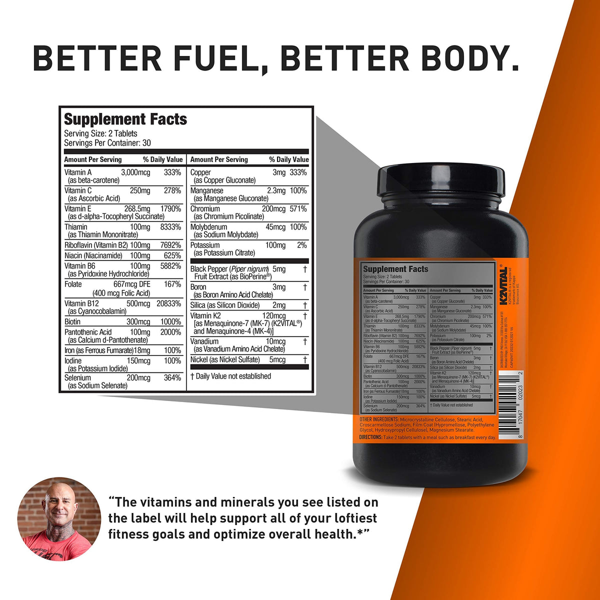 Buy supplements JYM Supplement Science Vita JYM Sports Multivitamin & Mineral Support, Vitamin A, C, B6, B12, E, K, Boron, Biotin, Potassium 60 Tablets - Vitaza UK Supplements UK