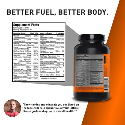 Buy supplements JYM Supplement Science Vita JYM Sports Multivitamin & Mineral Support, Vitamin A, C, B6, B12, E, K, Boron, Biotin, Potassium 60 Tablets - Vitaza UK Supplements UK