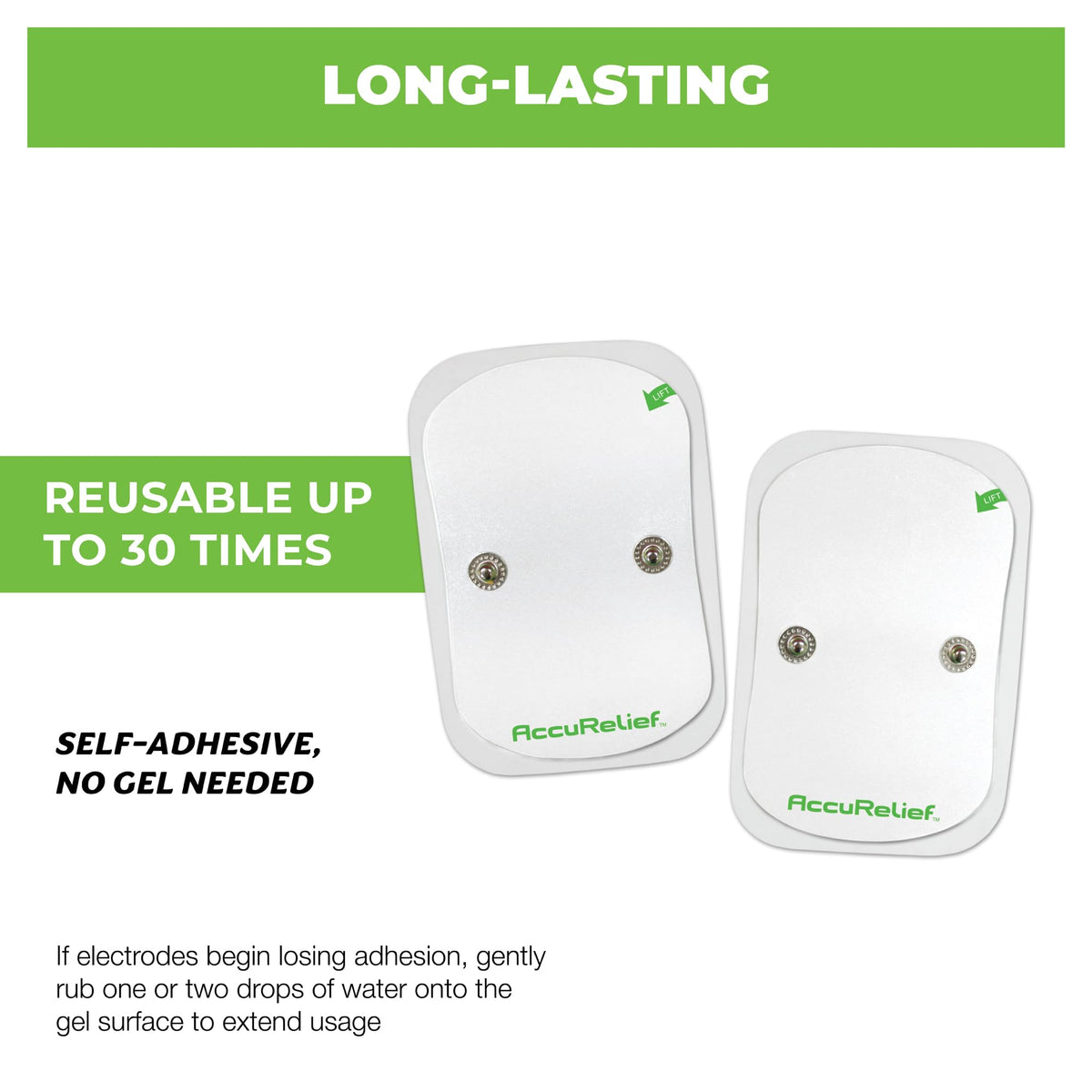 AccuRelief Wireless TENS Electrotherapy Pain Relief System Supply Kit (Packaging May Vary), Works with AccuRelief Wireless Remote Control TENS Device (ACRL-9000), 2 Pair (Pack of 1) - Maple Wellness Supplements