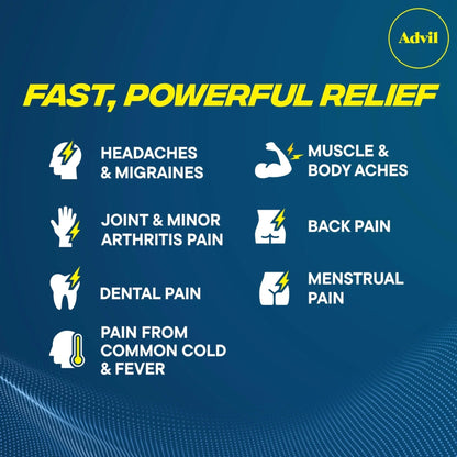 Advil Pain Reliever and Fever Reducer, Ibuprofen 200mg for Pain Relief - 50 Coated Tablets - Maple Wellness Supplements