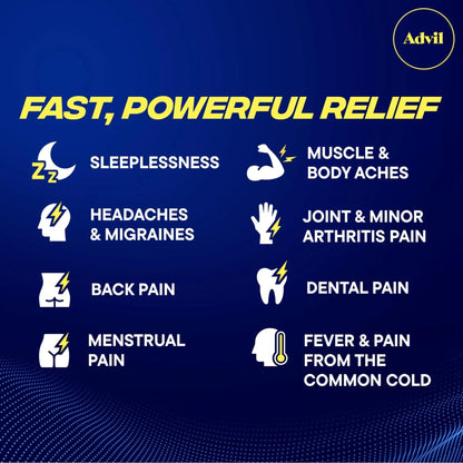 Advil PM Liqui-Gels Pain Reliever and Nighttime Sleep Aid, Pain Medicine with Ibuprofen for Pain Relief and Diphenhydramine HCL for a Sleep Aid - 2x80 Liquid Filled Capsules - Maple Wellness Supplements