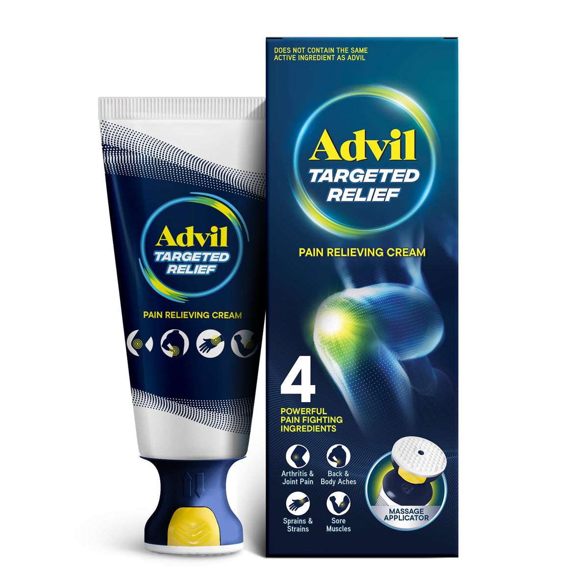 Advil Targeted Relief Pain Relieving Cream with Massage Applicator, Up to 8 Hours of Powerful Relief of Minor Arthritis Pain, Joint Pain, Lower Back Pain and Muscle Pain, 2.5 oz - Maple Wellness Supplements