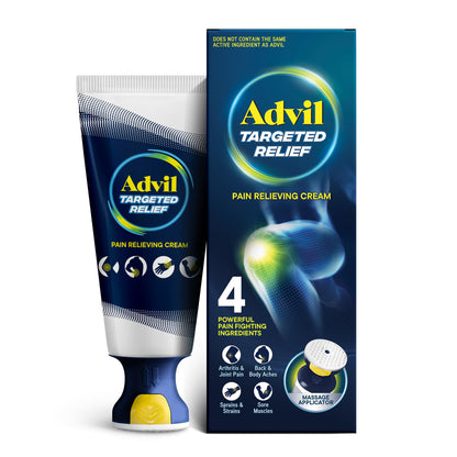 Advil Targeted Relief Pain Relieving Cream with Massage Applicator, Up to 8 Hours of Powerful Relief of Minor Arthritis Pain, Joint Pain, Lower Back Pain and Muscle Pain, 2.5 oz - Maple Wellness Supplements