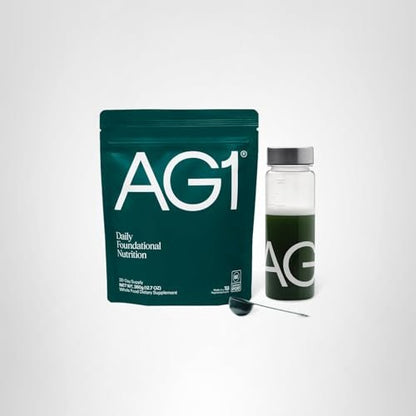 AG1 Greens Powder Supplement | Improve Gut Health | Multivitamin, Probiotic, Gluten Free, Vegan and Keto Friendly | Shaker & Scoop Included | 75 Vitamins (Athletic Greens), Classic Formula - Maple Wellness Supplements