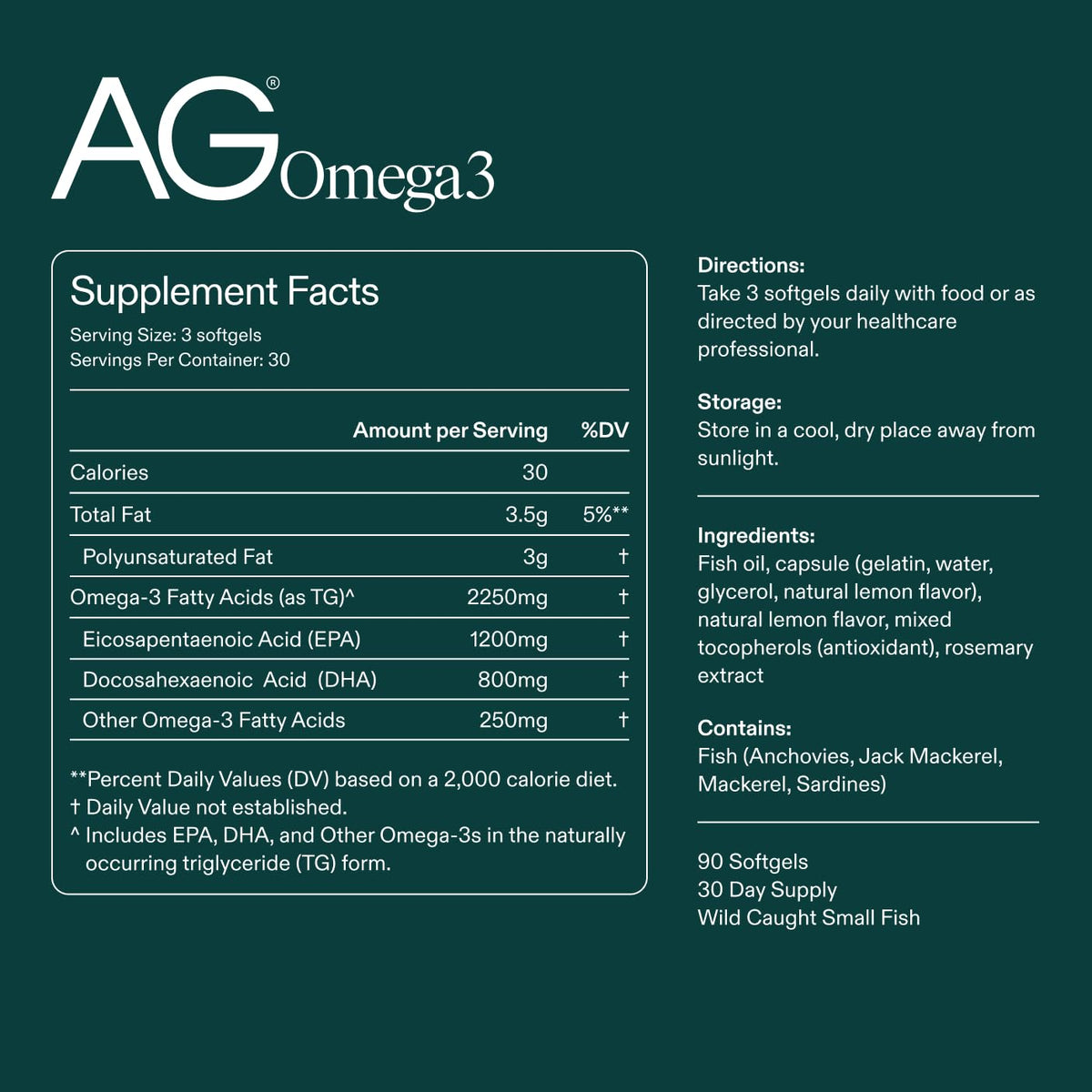 AG1 Omega 3 Fish Oil Softgels – 2000mg EPA & DHA from Wild-Caught Fish, Supports Heart, Brain & Joint Health | 90 Capsules | Athletic Greens Supplement - Maple Wellness Supplements