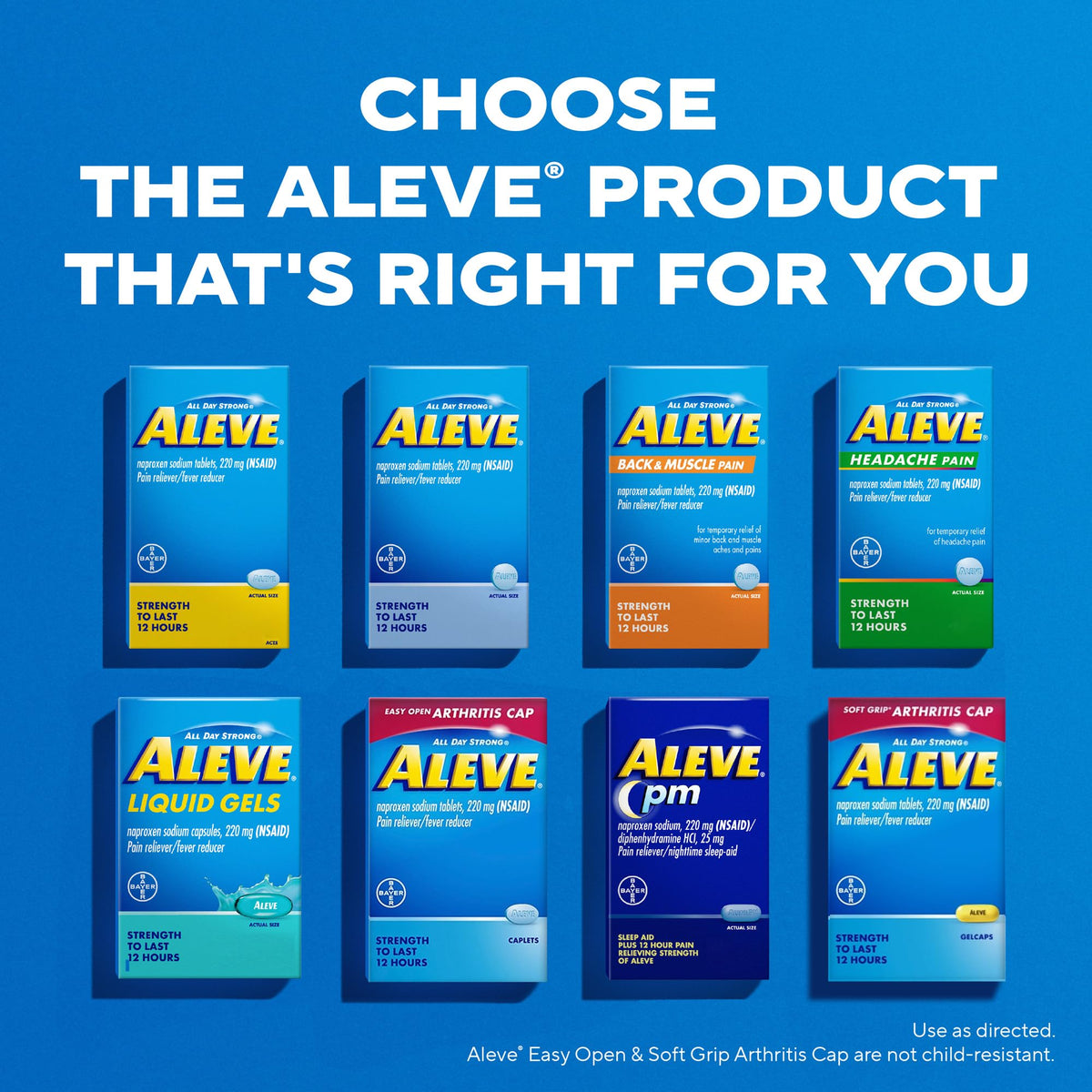 Aleve Pain Reliever & Fever Reducer Naproxen Sodium Caplets, Body and Arthritis Pain Reliever, Medicine for Adults and Children Ages 12 and Up, 60 Individual Pouches - Maple Wellness Supplements