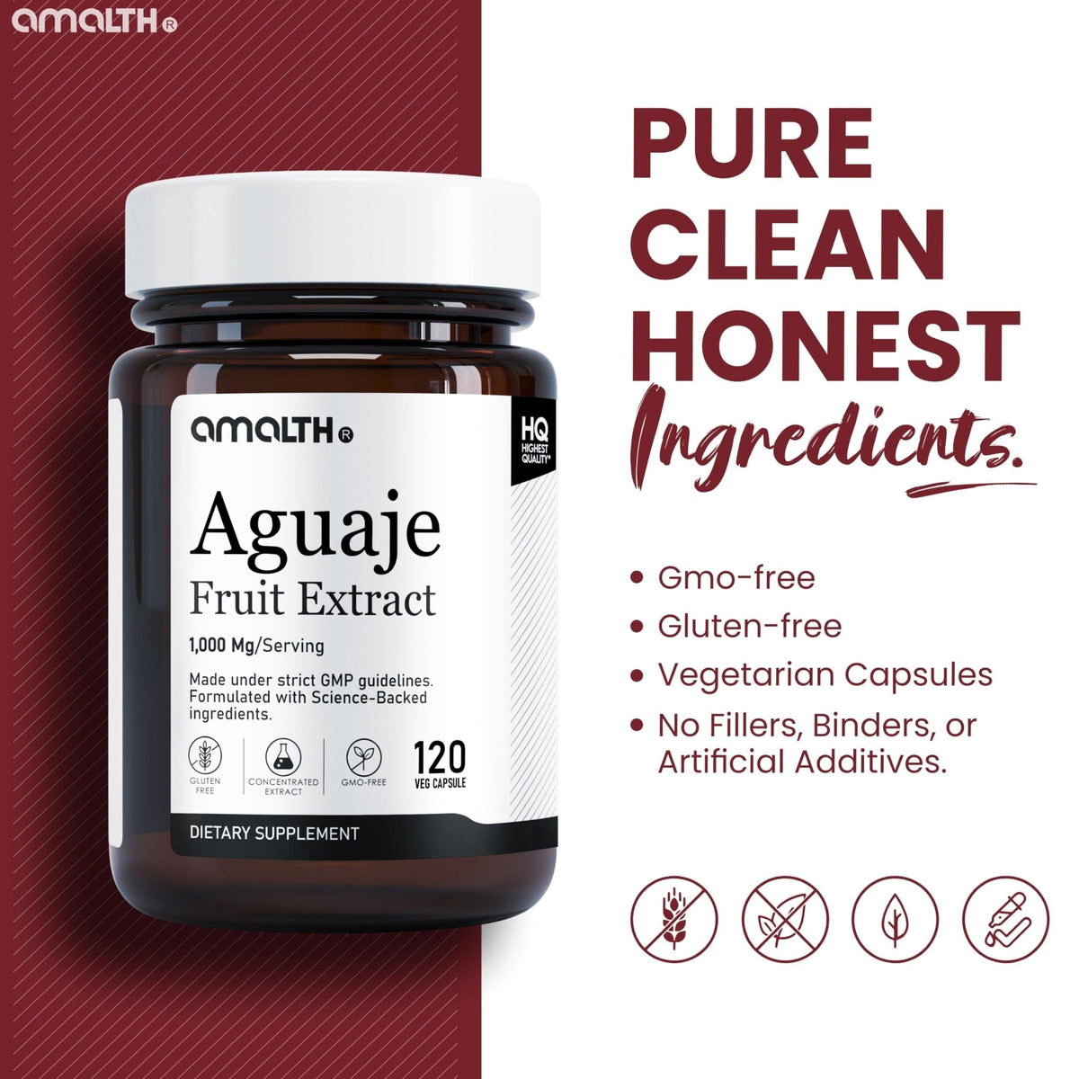 Amalth Aguaje Curves Capsule for Women 1000 mg- Extra Strength from Peru Natural Supplements- 120 Capsules Non- GMO Premium Quality Pills - Maple Wellness Supplements