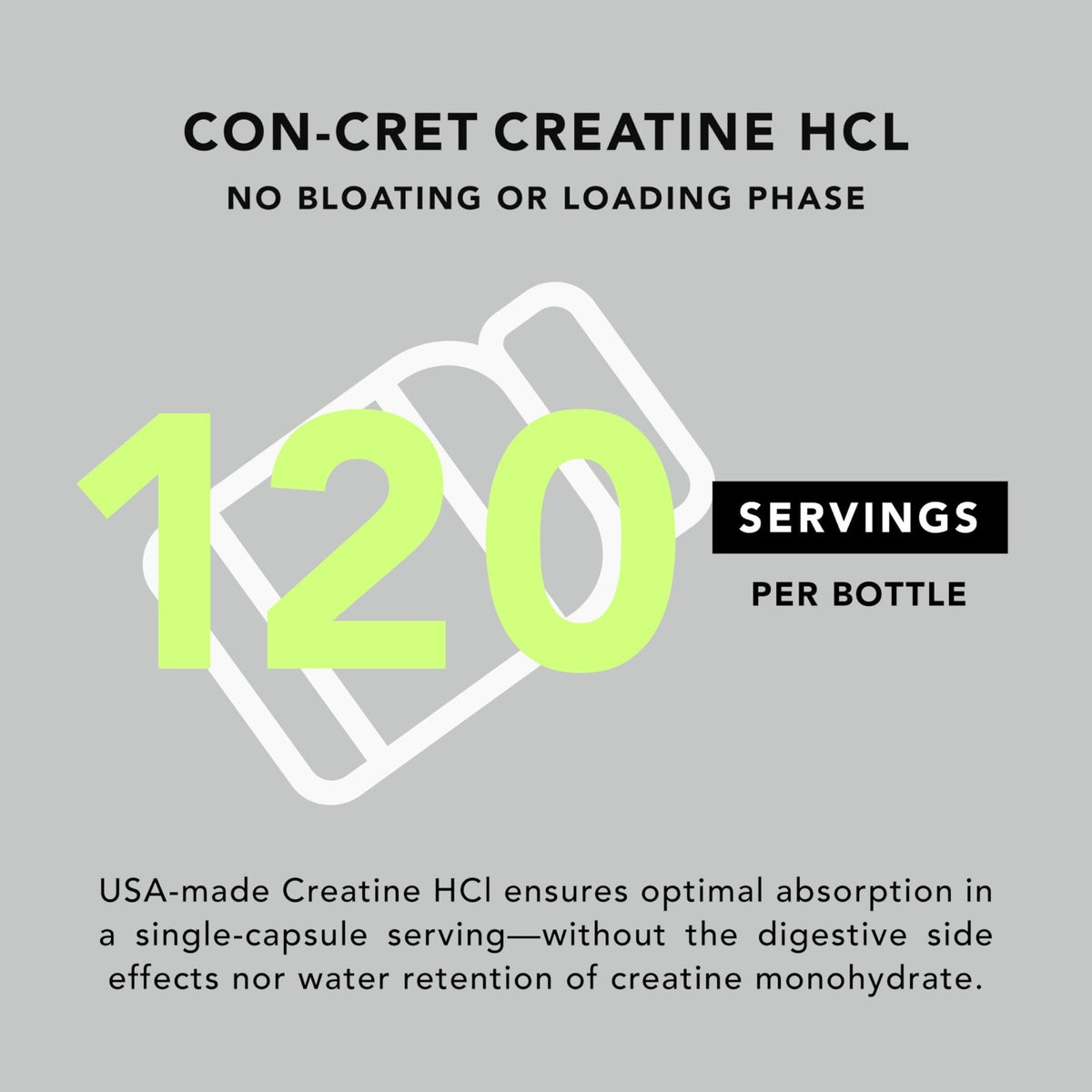 AMANDEAN Creatine HCl Pills. American Made CON-CRET. 120 Capsules. 7X Concentrated vs Monohydrate Powder. No Bloat. Muscle, Energy, Cognitive, Recovery Support for Men & Women. Gluten Free, Non-GMO. - Maple Wellness Supplements