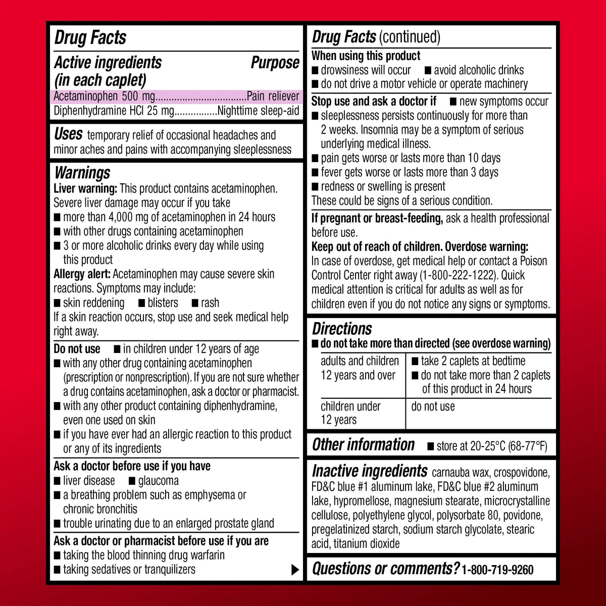Amazon Basic Care Acetaminophen PM, Pain Reliever Plus Nighttime Sleep Aid, Blue, 100 Count - Maple Wellness Supplements