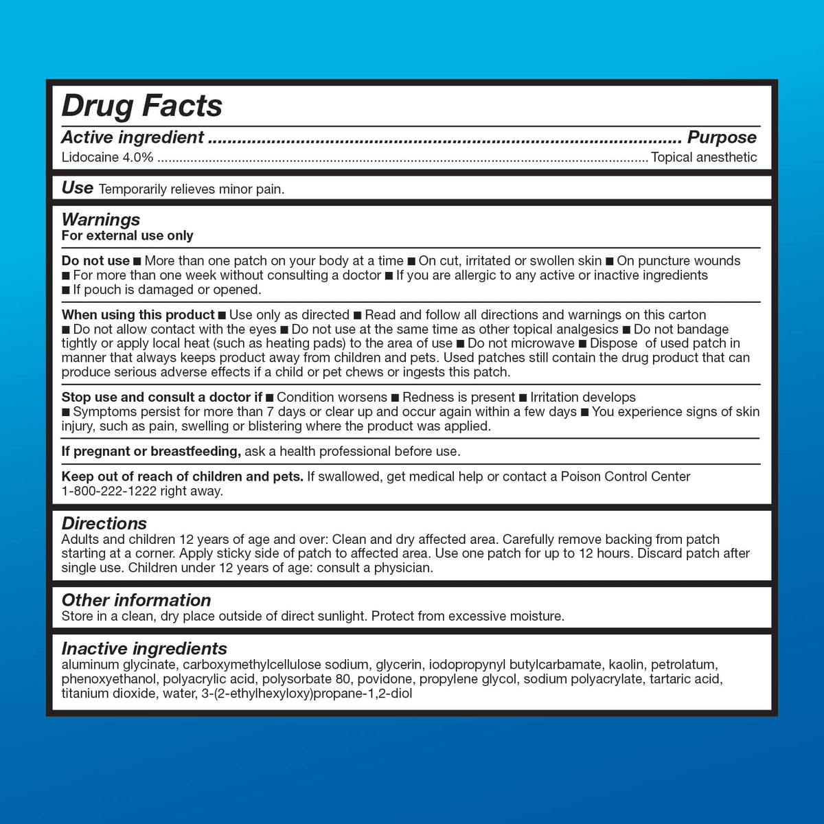 Amazon Basic Care Maximum Strength OTC Pain Relief , 4% Lidocaine Patch, 3.9” x 5.5”, 15-Count Box (Previously HealthWise) - Maple Wellness Supplements