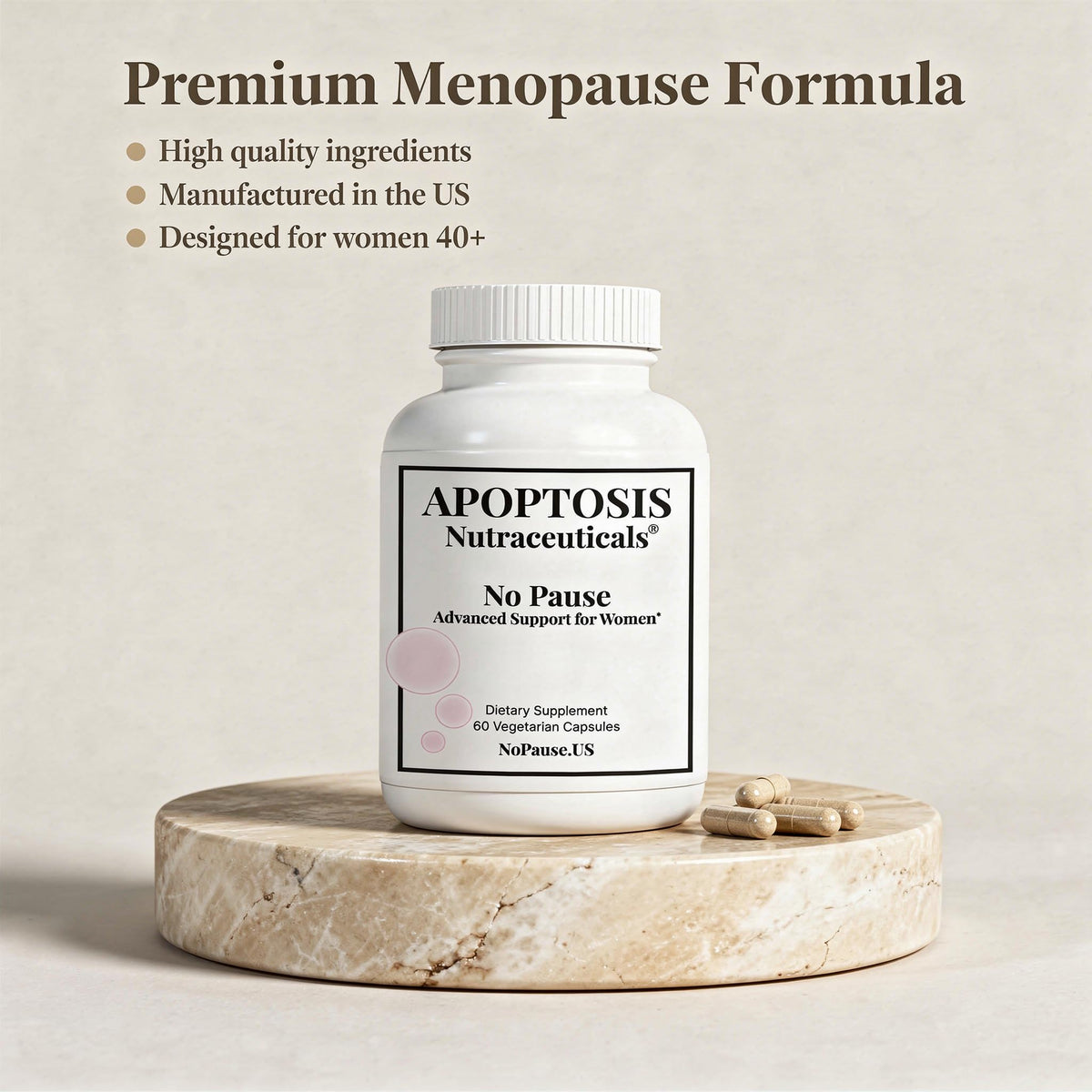 Apoptosis Menopause Supplement for Women – Supports Hot Flash Relief, Mood Balance, Energy & Vitality – with L-Arginine – 60 Capsules – Made in USA - Maple Wellness Supplements