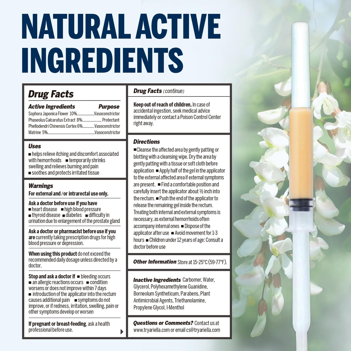 Ariella Hemorrhoid Treatment Suppository Gel: Natural & Herbal - Relieve Itching Burning Discomfort - Internal Relief - New Rounded Applicator - Nighttime Use (Pack of 6, Old) - Maple Wellness Supplements