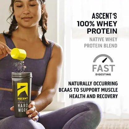 Ascent 100% Whey Protein Powder - Post Workout Whey Protein Isolate, Zero Artificial Flavors & Sweeteners - Maple Wellness Supplements