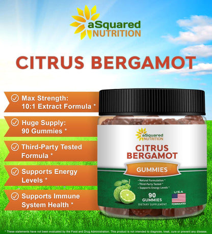 Buy ​aSquared Nutrition Citrus Bergamot Gummies - Citrus Bergamot Extract Supplement 500mg Per Serving - Pure Gummy Alternative to Capsules & Pills - Vitaza UK Supplements UK