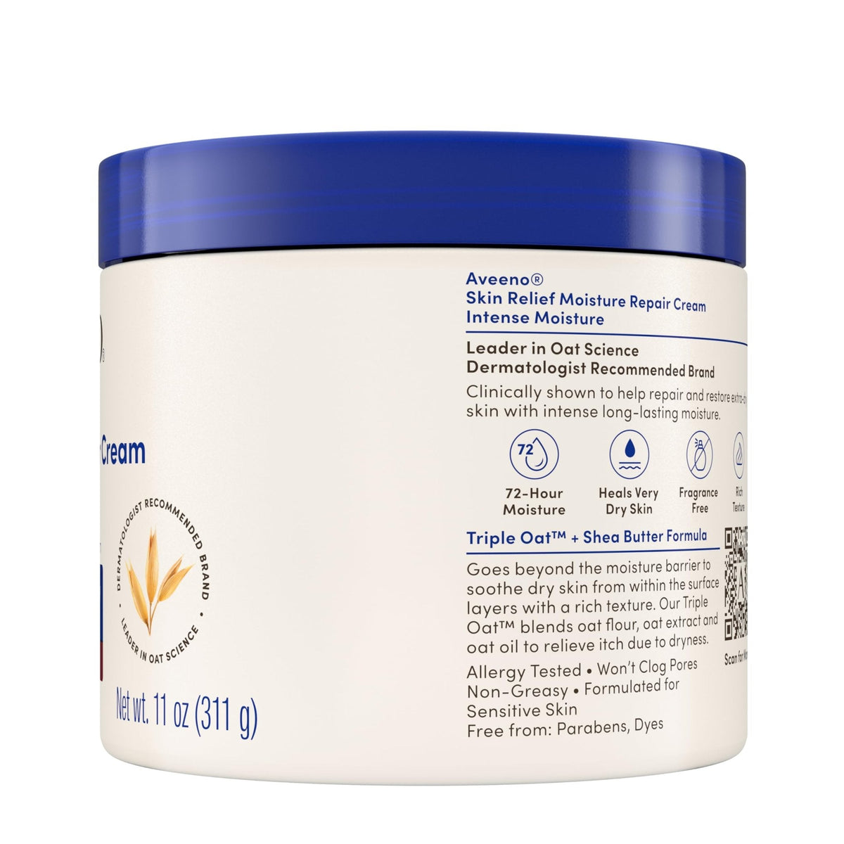 Aveeno Skin Relief Intense Moisture Repair Body Cream with Triple Oat & Shea Butter Formula, Helps Heal, Repair & Restore Very Dry Skin - Maple Wellness Supplements