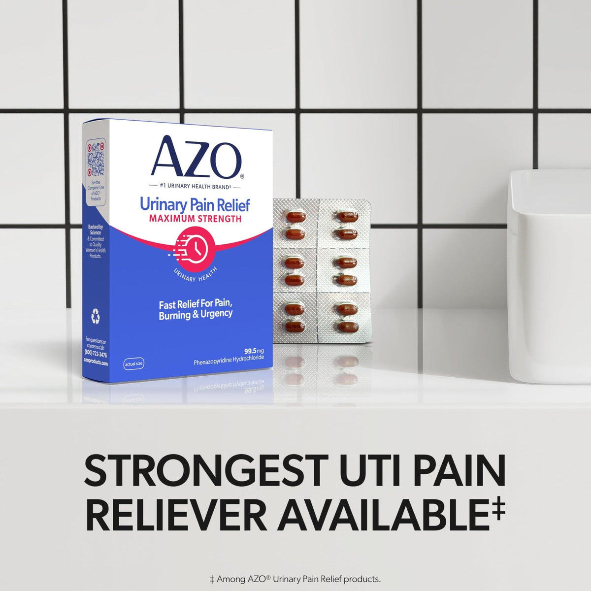Azo Urinary Pain Relief Maximum Strength, Fast Relief Of Uti Pain, Burning & Urgency, Targets Source Of Pain, 1 Most Trusted Brand, 24 Tablets - Maple Wellness Supplements