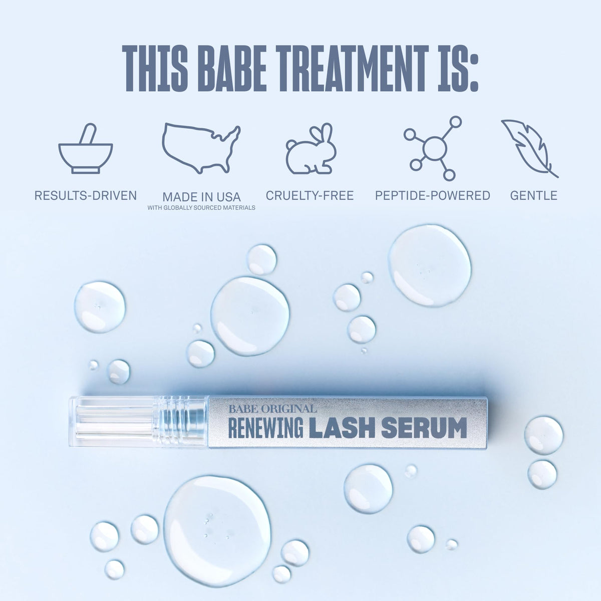 BABE ORIGINAL Renewing Lash Serum – Prostaglandin-Free, Peptide-Infused Gentle Lash Serum for Fuller, Longer-Looking Lashes, Lash Enhancing Treatment - Maple Wellness Supplements
